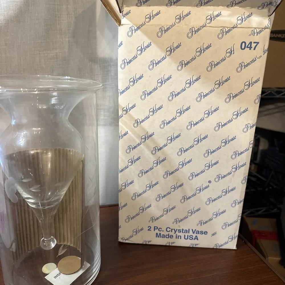 princess house 2 piece crystal vase new in box
